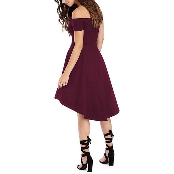 New Sarin Mathews Womens Off The Shoulder Short Sleeve High Low Cocktail… - Picture 8 of 16
